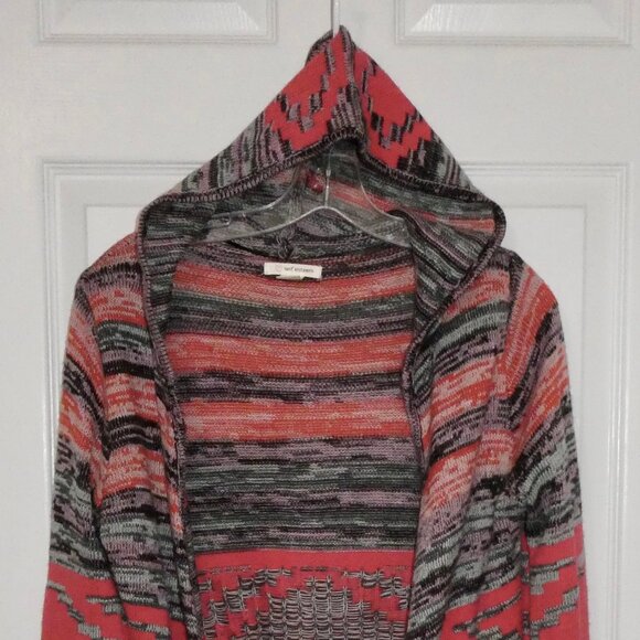 SELF ESTEEM ORANGE BLACK PINK HOODED HOODIE CARDIGAN LONG SWEATER JUNIOR MEDIUM - Picture 1 of 2